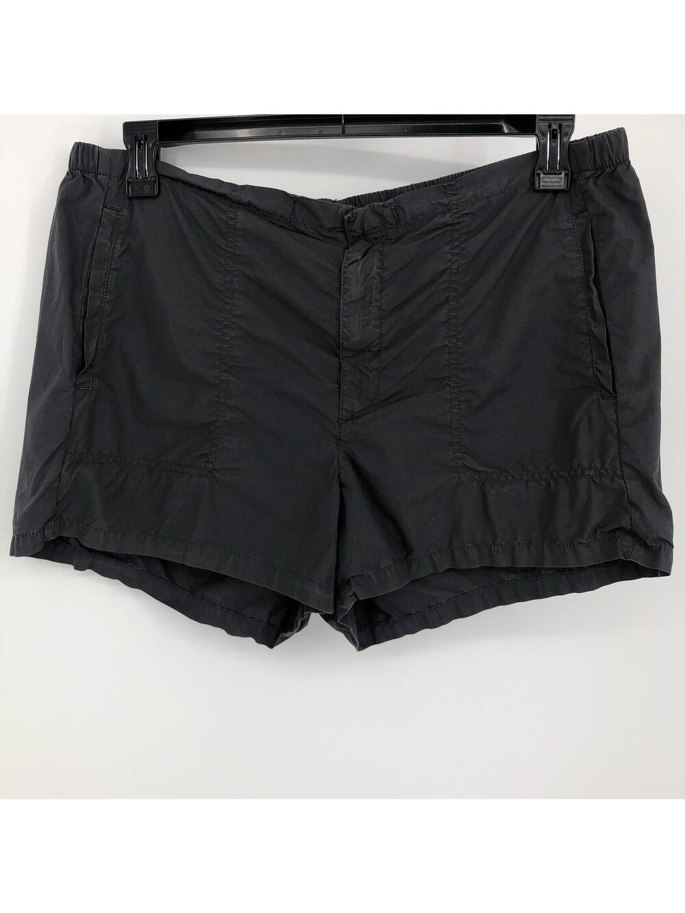 Lou & Grey Women Chino Shorts Large Dark Gray Elastic Waist Pockets 100% Cotton